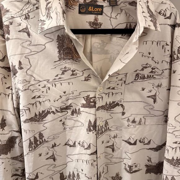 &Lore by Tahoe River Co. "The Explorer" Map Print Button Down - Size XL - Picture 4 of 4